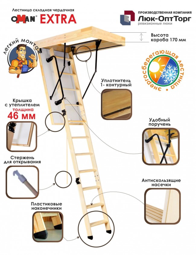 Чердачная лестница Oman Extra h=2800