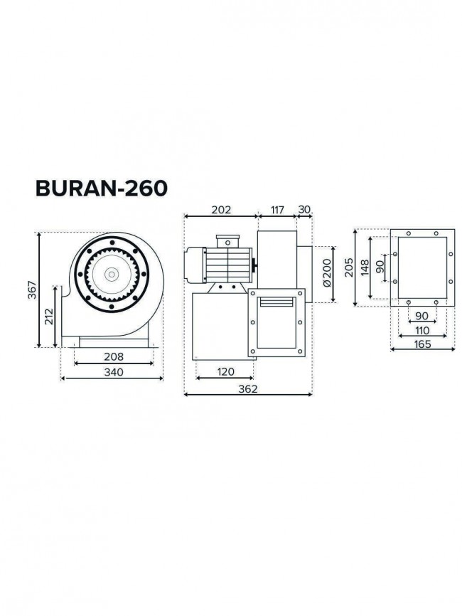 Вентилятор радиальный BURAN 260 220V Лв0 4полюс ERA PRO