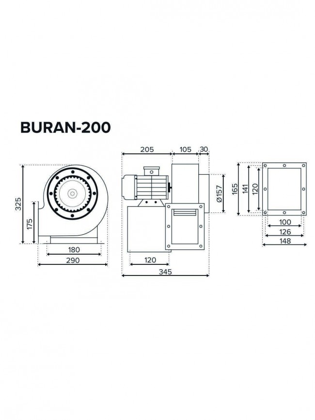 Вентилятор радиальный BURAN 200 220V Лв0 4полюс ERA PRO