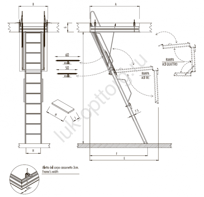 Чердачная лестница ACI 4 (FOUR) h=3810-4000 мм