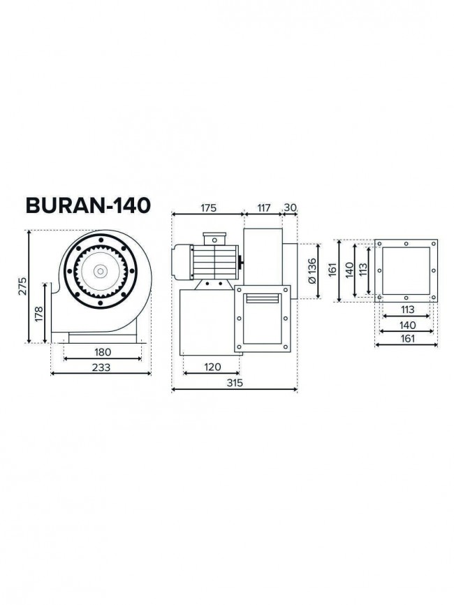 Вентилятор радиальный BURAN 140 220V Лв0 2полюс ERA PRO