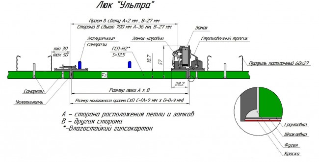 Люк под покраску УЛЬТРА настенный съемный